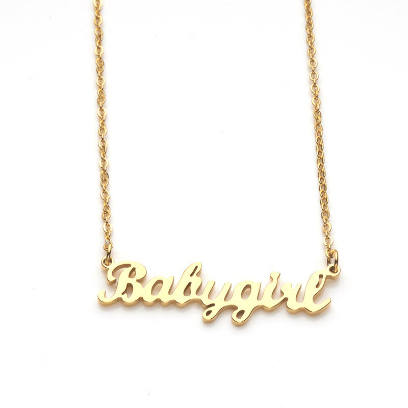Collar de Acero Inoxidable con Forma de Letra Estilo Caricatura y Acabado Chapado para Mujer
