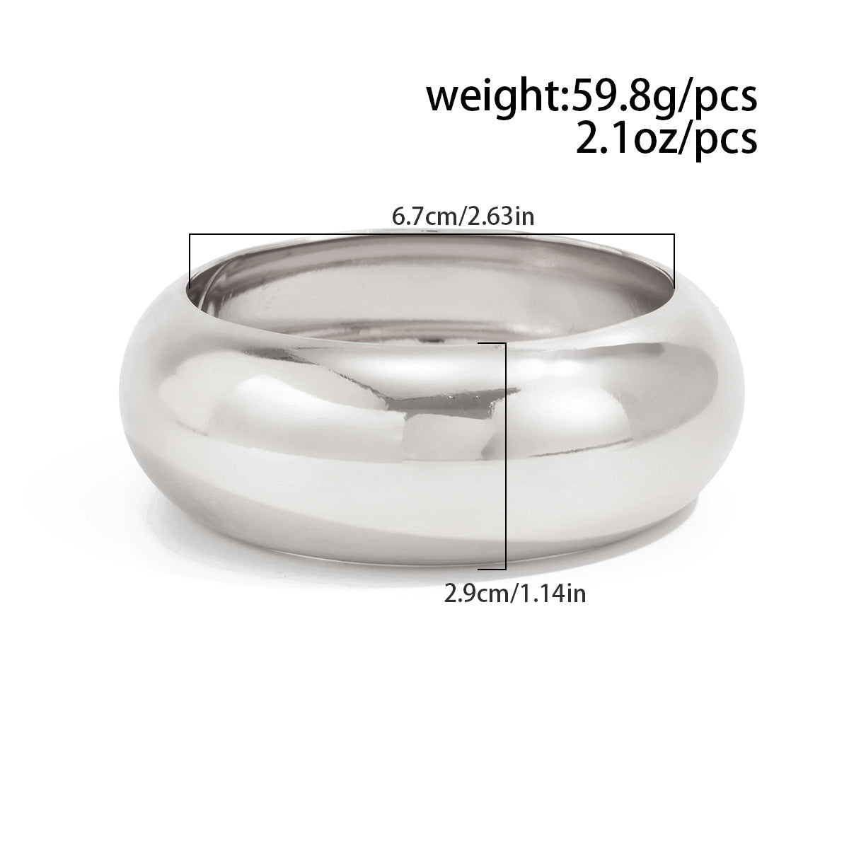 Minimalist Plated Acrylic Round Oval Wide Cuff Bracelet for Women