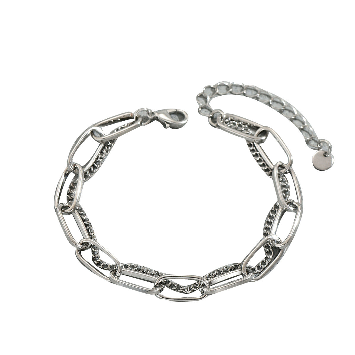 Bracciale da donna a doppio strato in lega di zinco geometrico minimalista con finitura placcata