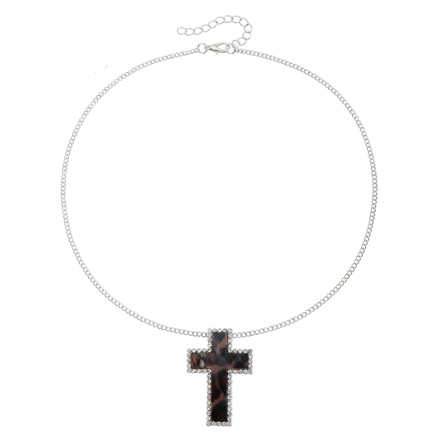 Dark Feminine Cross Pendant Necklace for Women Alloy Geometric Shape with Plated Finish Fashion Clavicle Chain