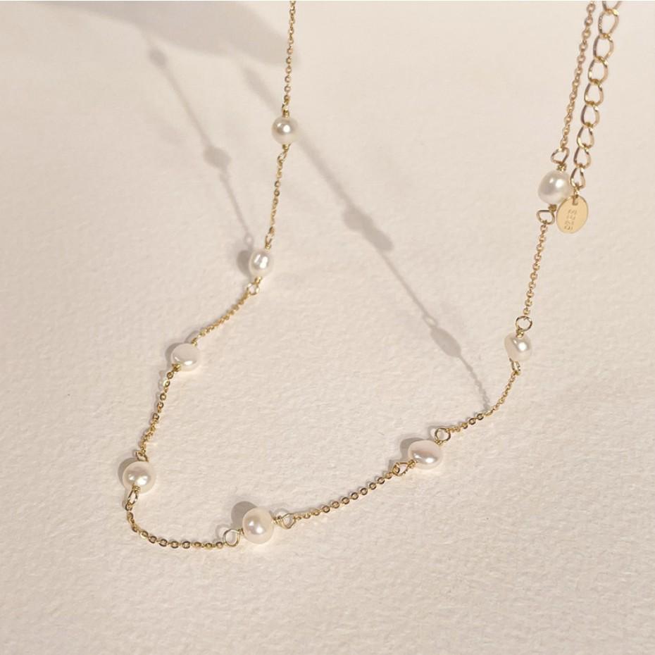 Collar de Perlas Geométrico Minimalista en Plata de Ley 925