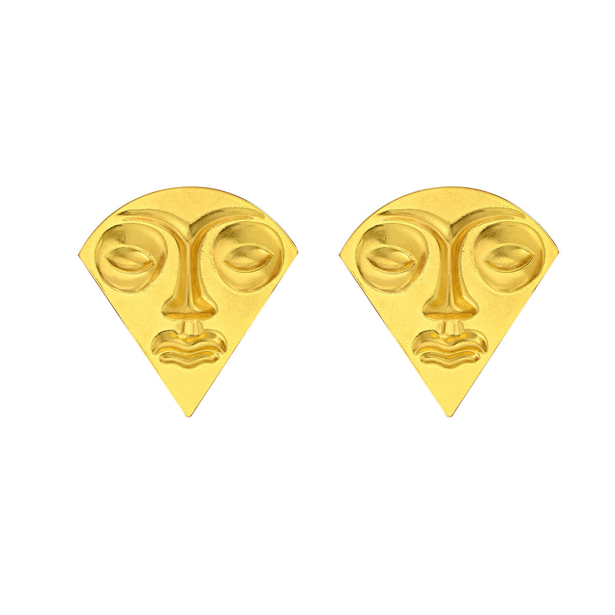Pendientes de Expresión Facial Geométrica Estilo Vintage para Mujer con Base de Cobre y Acabado Bañado