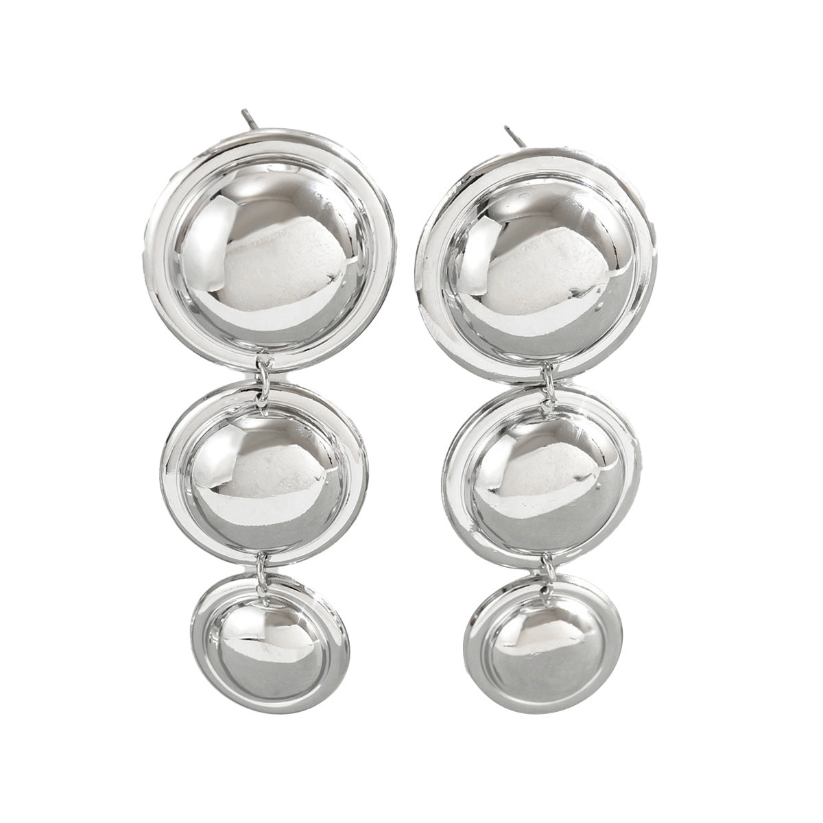 Orecchini geometrici alla moda da donna con struttura in lega di zinco e finitura galvanizzata, design circolare a doppio strato, abbigliamento minimalista da ufficio