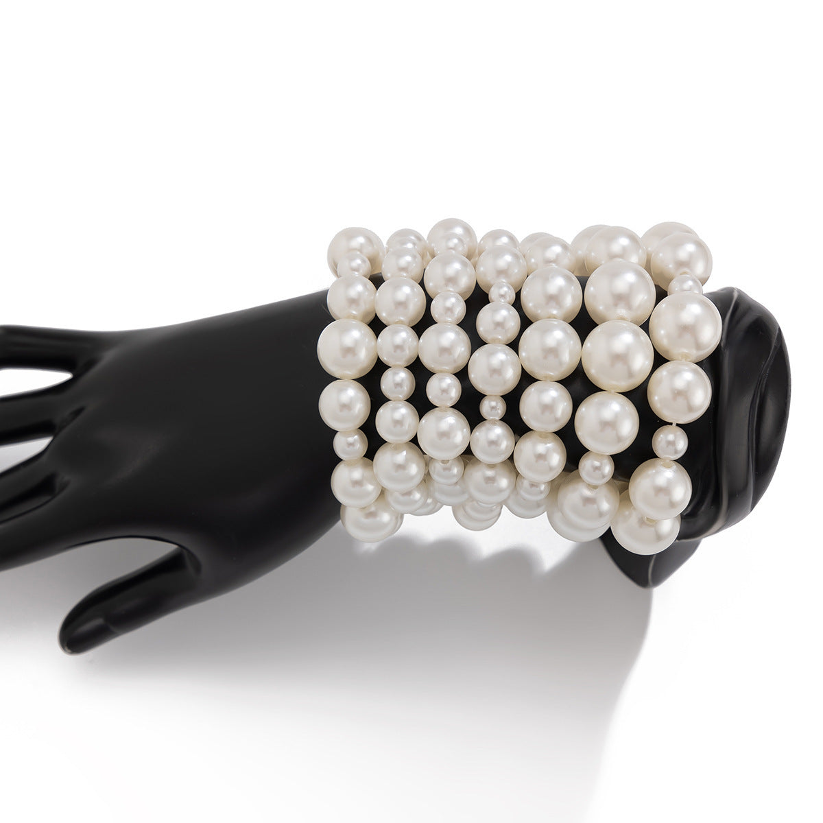 Punk Geometric Cross Hollow Multi-Layer Alloy Necklace Set with Imitation Pearls for Women