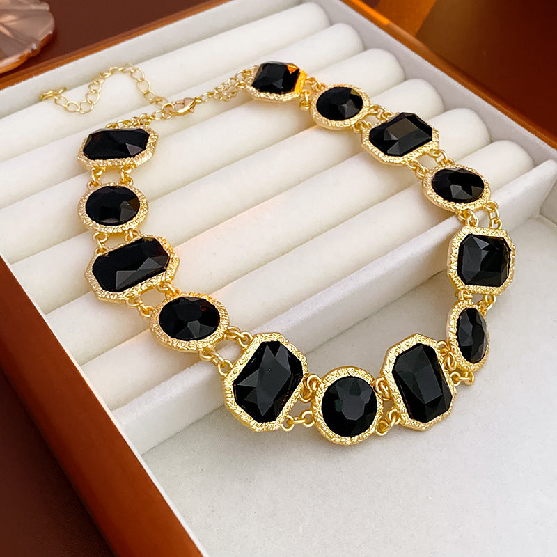Vintage Geometric Square Crystal Dangle Earrings in Alloy with Gold Plating for Women