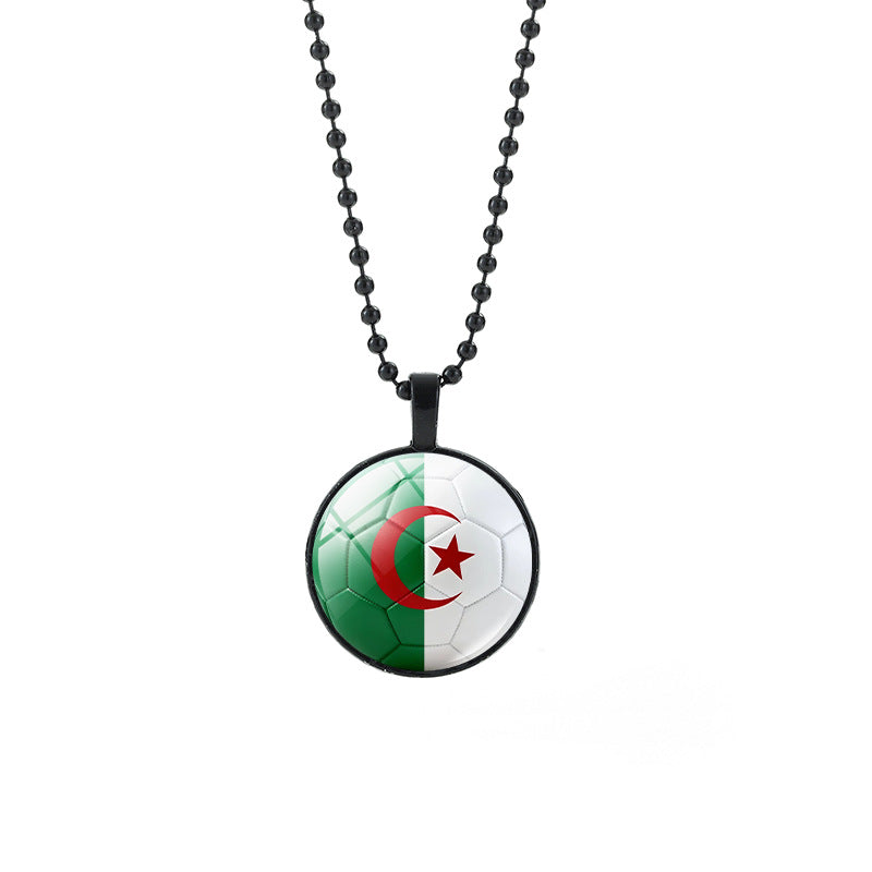 Collana Unisex Casual con Pendente Rotondo Geometrico di Cristallo e Catena a Sfera Placcata in Lega