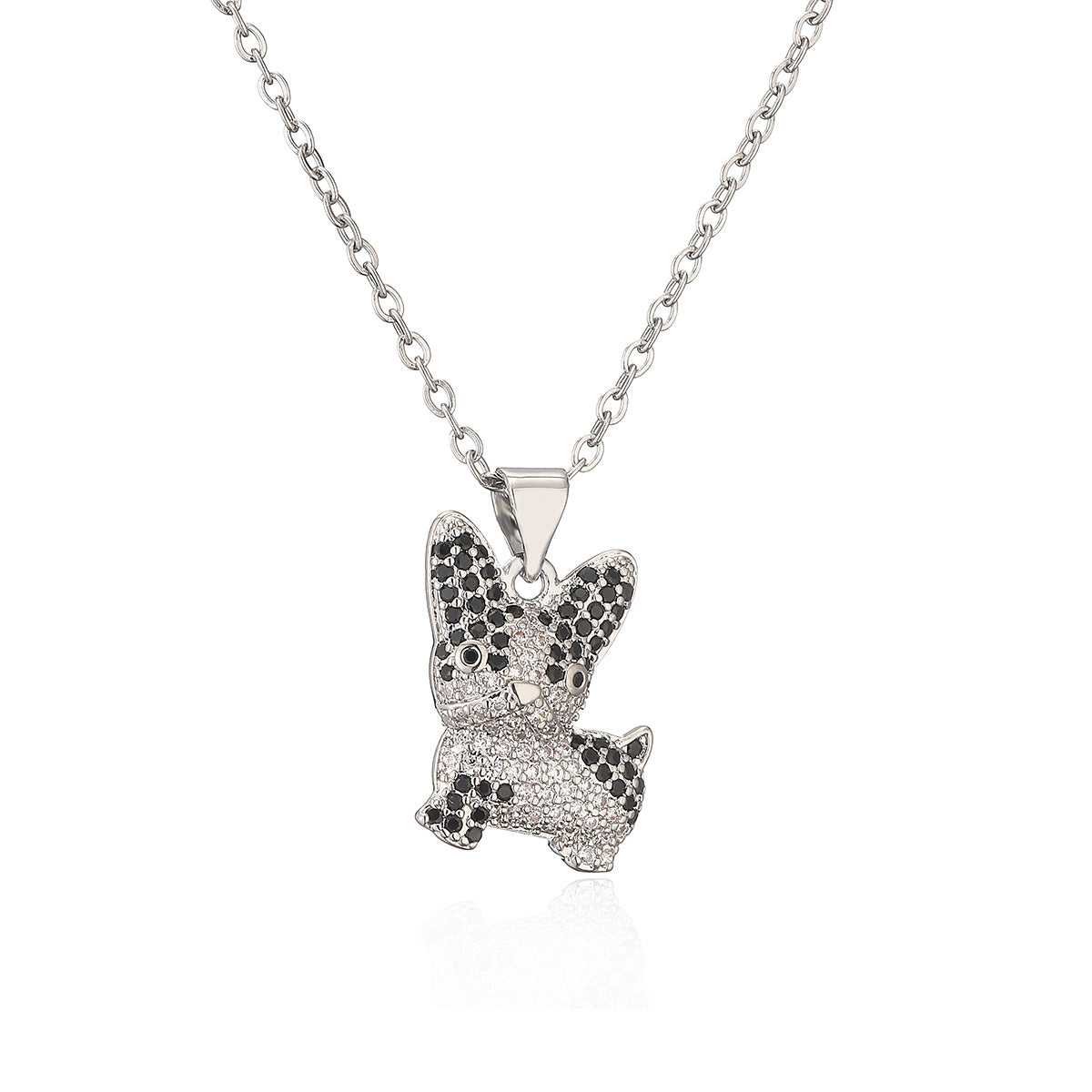Minimalist Cartoon Dog Pendant Necklace for Women in Copper with Gold Plating and Zircon Inlay
