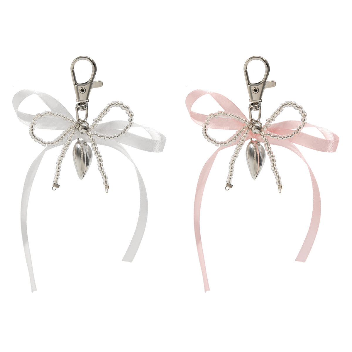 Sweet Plated Alloy Heart Teardrop Pendant Keychain with Bowknot Charm