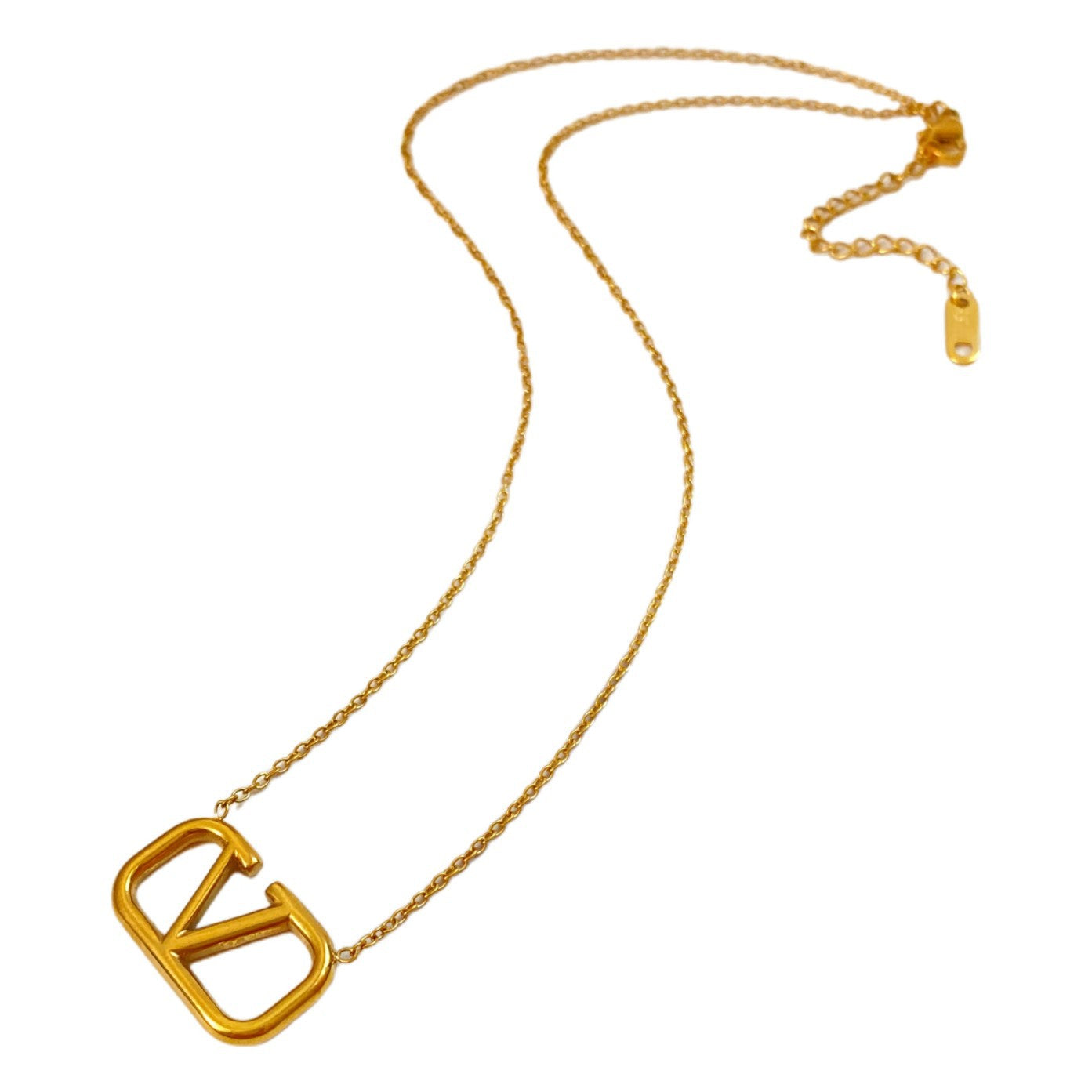 Minimalist V-Shape Letter Titanium Steel Plated Necklace for Unisex