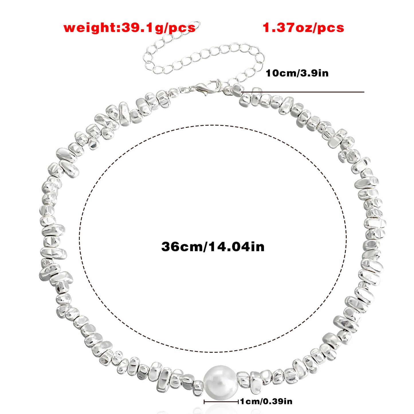 Geometric Irregular Mother-of-Pearl Pendant Necklace with Electroplated Alloy Chain for Women