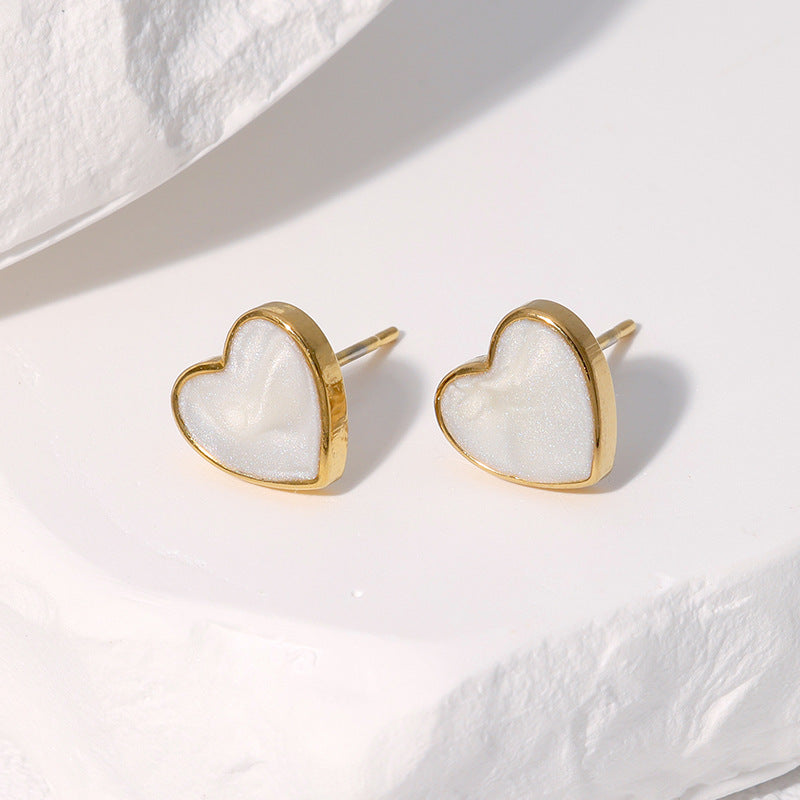 Orecchini a Cuore Minimalisti in Acciaio Inox con Placcatura in Oro, Impermeabili, Stile Dolce, con Design a Goccia, da Donna