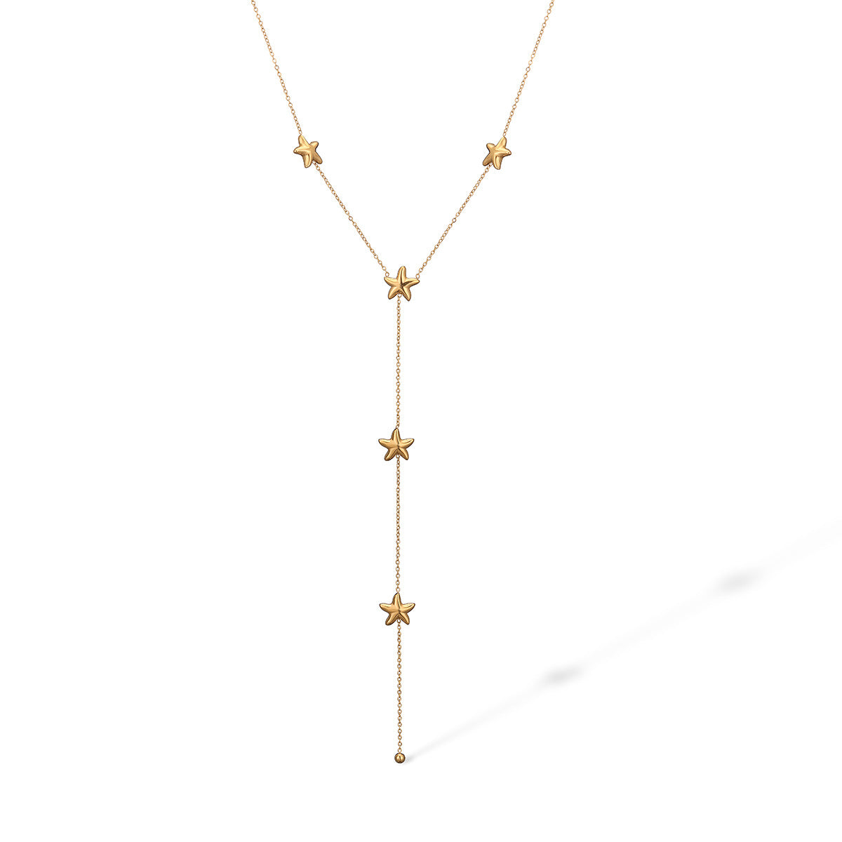 Collana pendente minimalista con cuore e stella da donna, con catena in acciaio inossidabile e dettaglio a frange