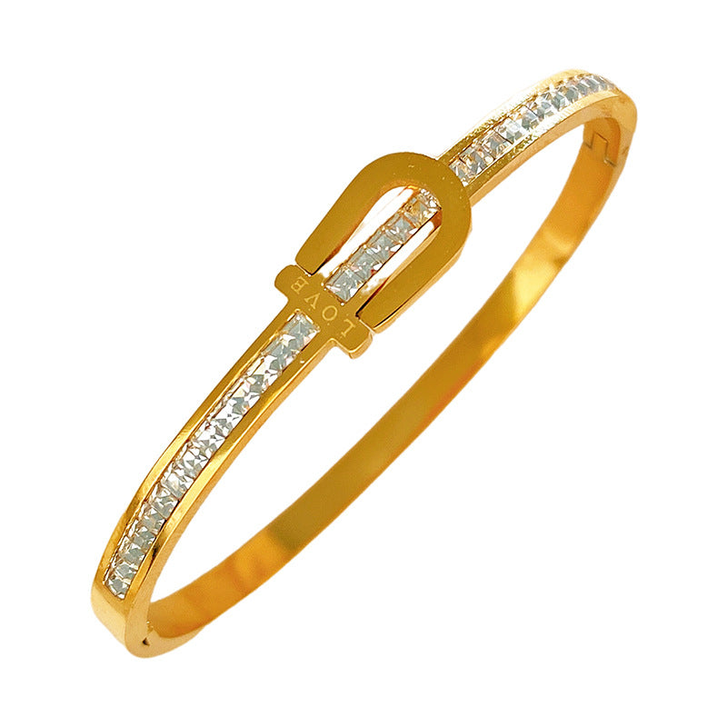 Luxury Minimalist Titanium Steel Plated Bracelet with Starry Sky Pattern