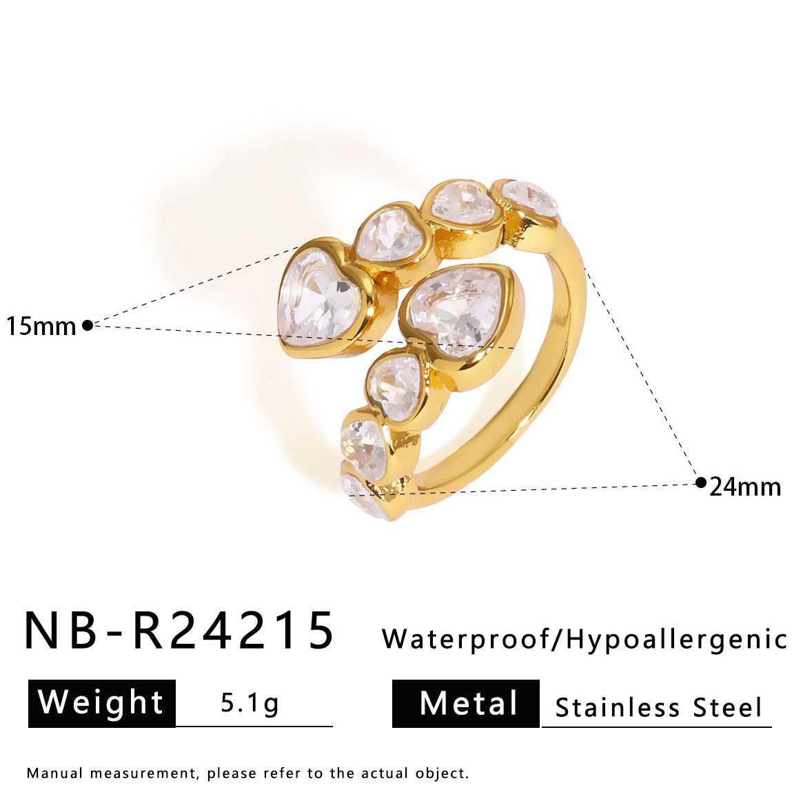 Vintage-Inspired Geometric Stainless Steel Ring with Rhinestone Inlay and Plated Finish Unisex Fashion Jewelry
