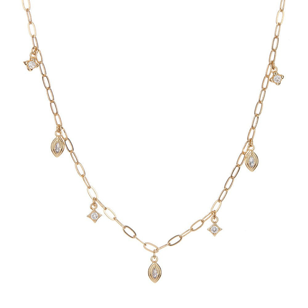 Vintage Snake-Shaped Pendant Necklace for Women with Zircon Inlay on Plated Copper Chain