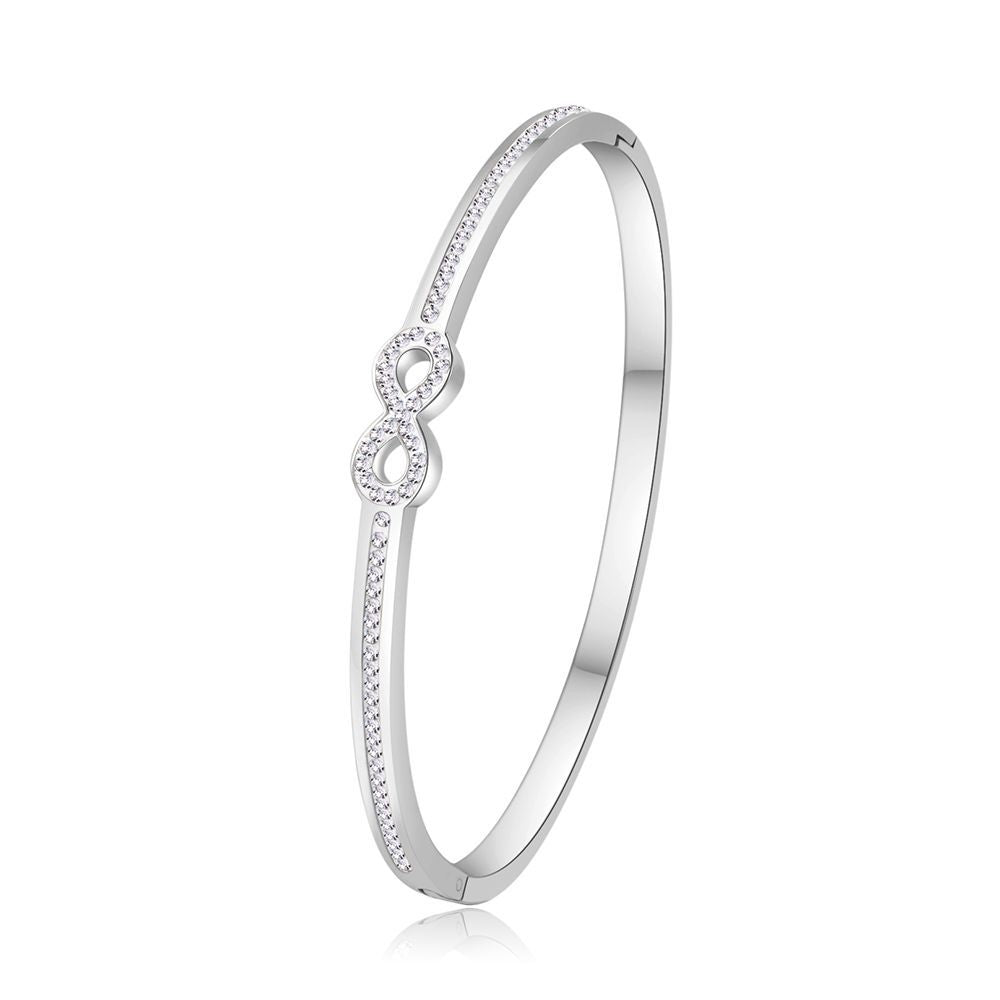 Geometric Round Rhinestone Inlaid Plated Titanium Steel Infinity Bracelet