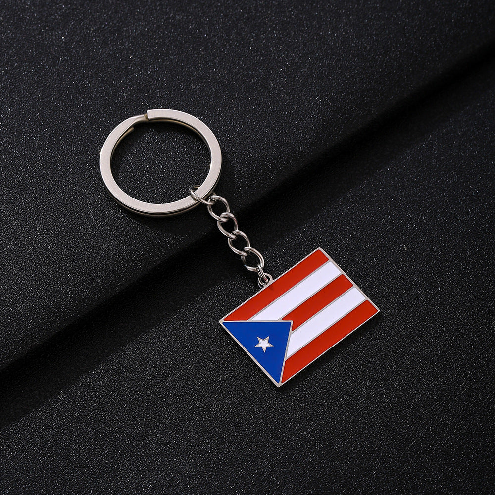 Vintage Ethnic Puerto Rican Pendant Keychain for Men and Women Stainless Steel Unisex Accessory