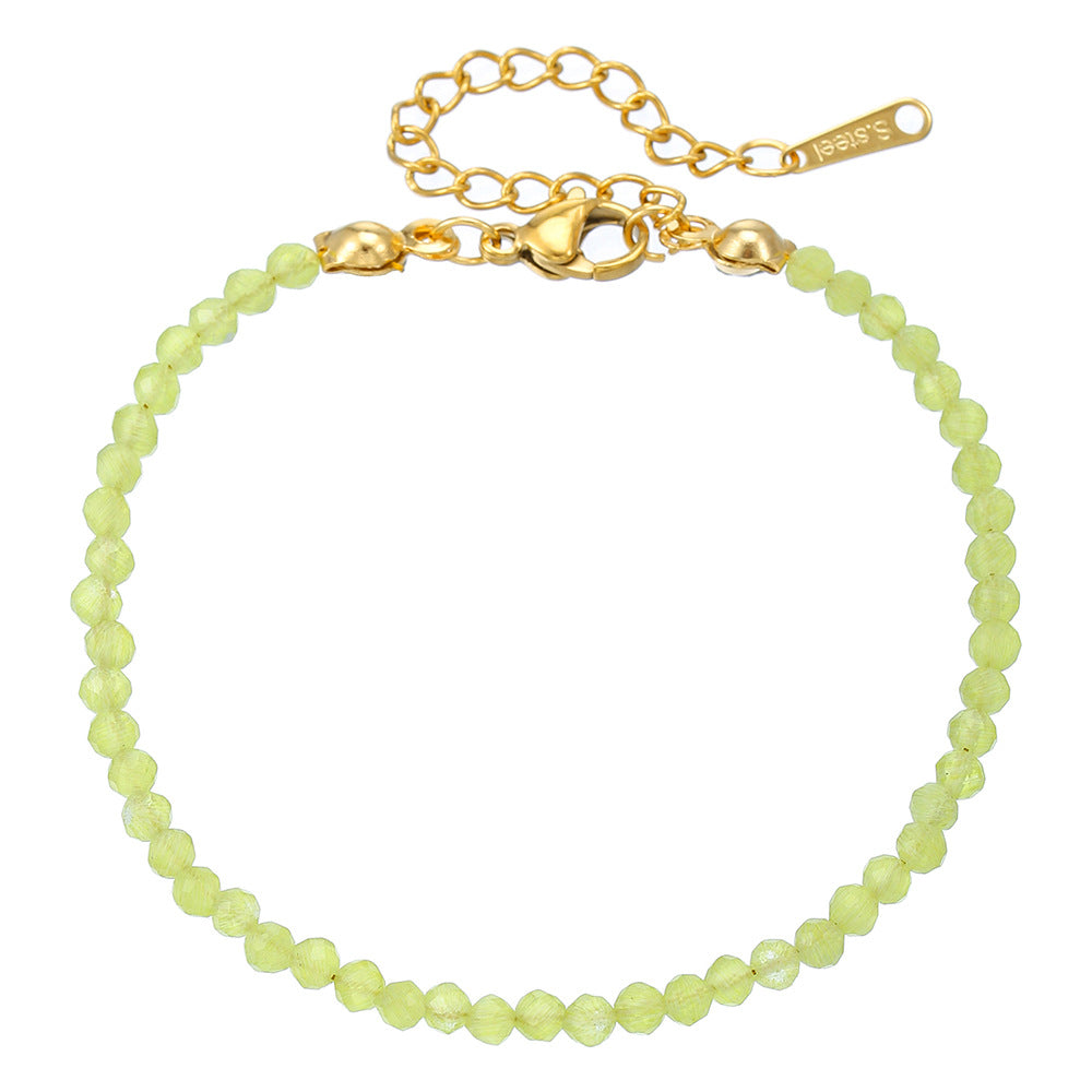 Fashion Geometric Crystal Glass Bead Stainless Steel Bracelet Unisex