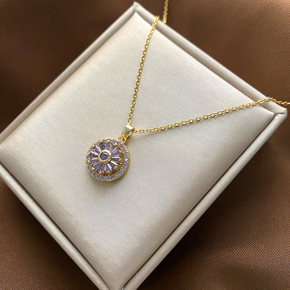 Collana con Ciondolo Floreale Minimalista per Donne e Uomini in Acciaio al Titanio con Catena a Serpente, Finitura Galvanizzata e Design Irregolare
