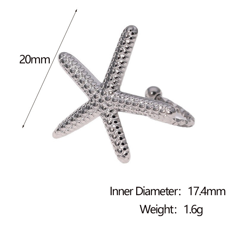 Minimalist Star-Shaped Stainless Steel Ring with Plating Finish for Women