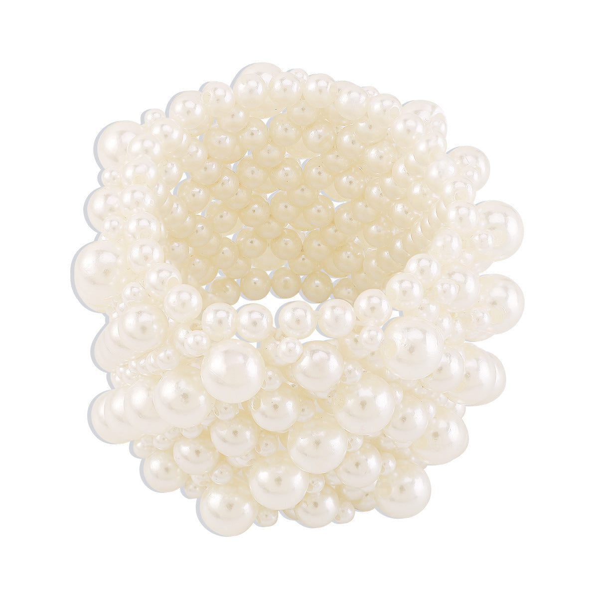 Pulsera de perlas geométrica dulce-atrevida para mujer con diseño elástico de varias filas y acabado chapado