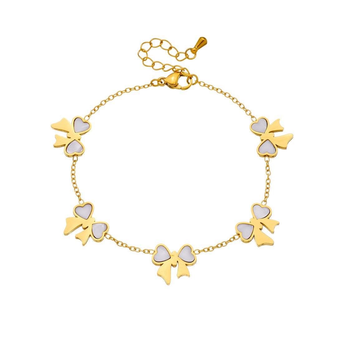Minimalist Elegant Gold Plated Stainless Steel Bow Bracelet