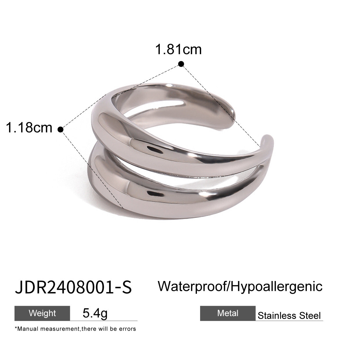 Anello Minimalista Geometrico in Acciaio Inossidabile con Design Traforato e Finitura Lucida Gioielli Unisex alla Moda