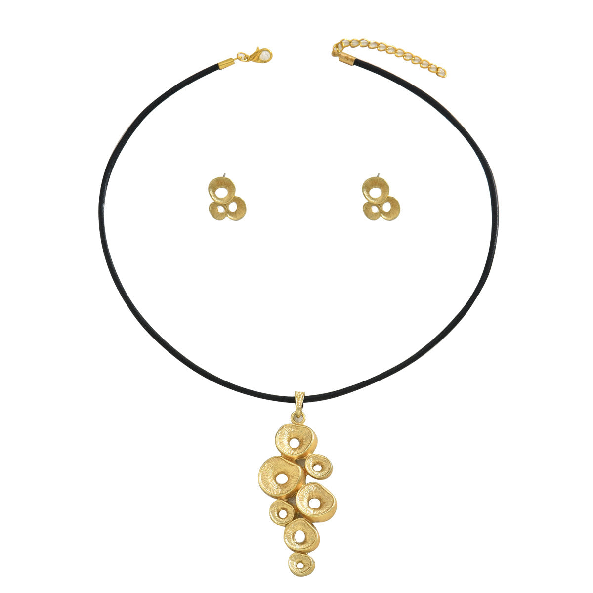 Juego de collar con colgante de cobre geométrico irregular minimalista inspirado en Chanel con aretes a juego para mujer