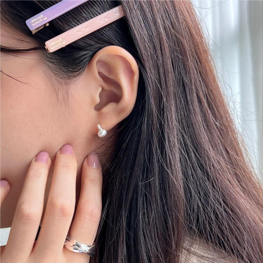 Minimalist Geometric Letter Shape 925 Sterling Silver Stud Earrings for Women with Polished Finish