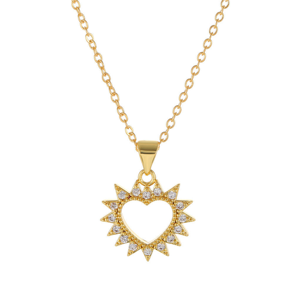 Casual Geometric Moon Sun Floral Brass Glass Cubic Zirconia Necklace Ball Chain Unisex