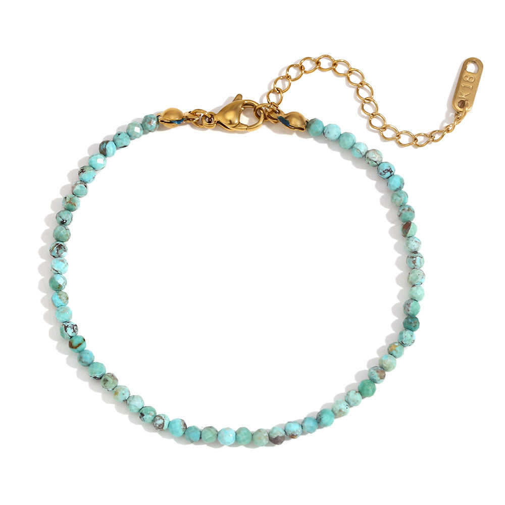 Elegant Geometric Stainless Steel 18K Gold Plated Natural Opal Bracelet for Women