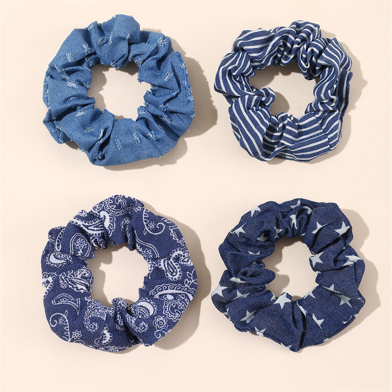 Set di elastici per capelli minimalisti a pois da bambina con motivo a margherita e texture a maglia in tessuto