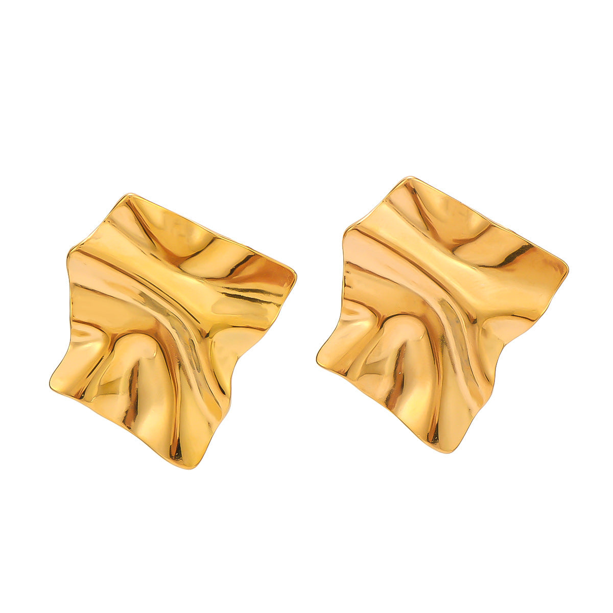 Minimalist Geometric Square Stainless Steel Earrings with 18K Gold Plating for Women