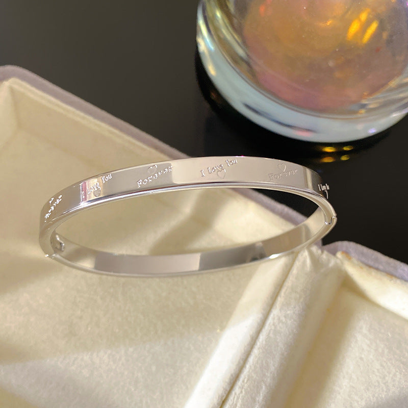 Minimalist Geometric Letter Titanium Steel Plated Bracelet for Women
