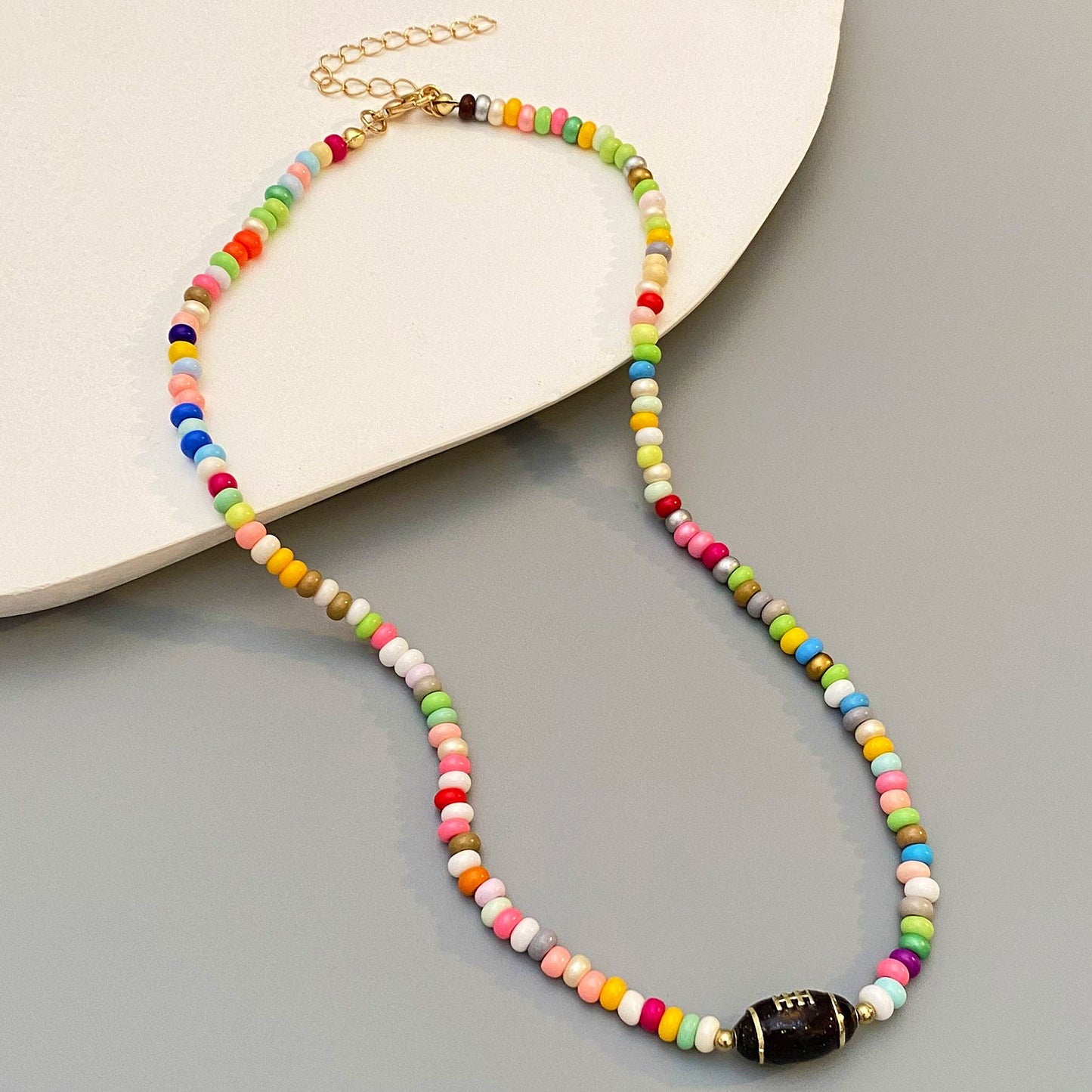 Bohemian Casual Oval Geometric Alloy Ball Chain Necklace for Women