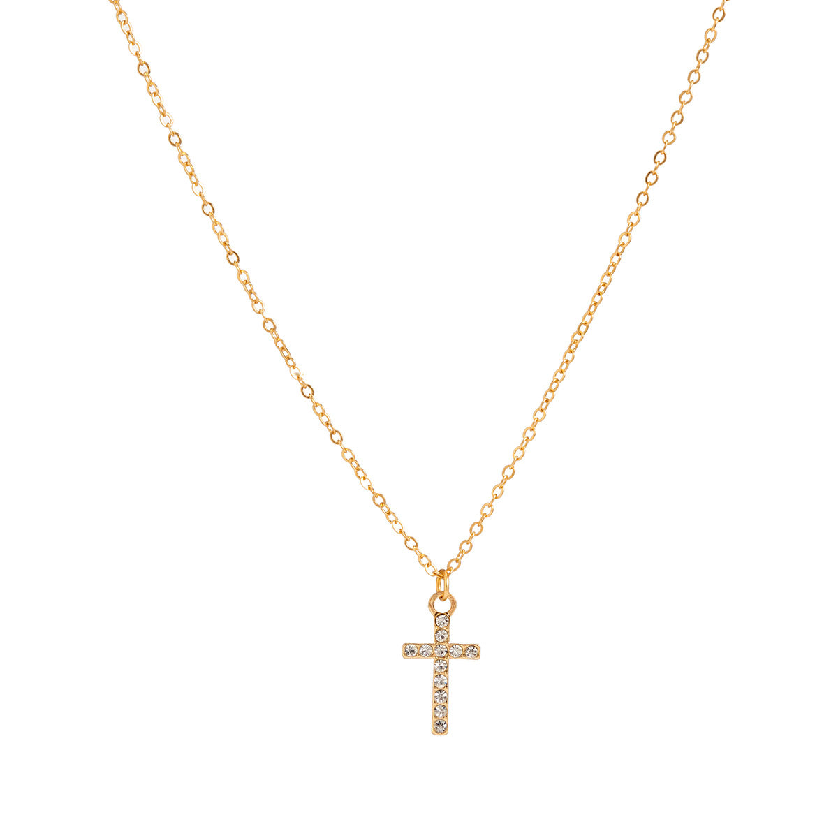 Collar con Colgante de Cruz Minimalista para Mujer con Aleación Galvanizada y Cadena Fina