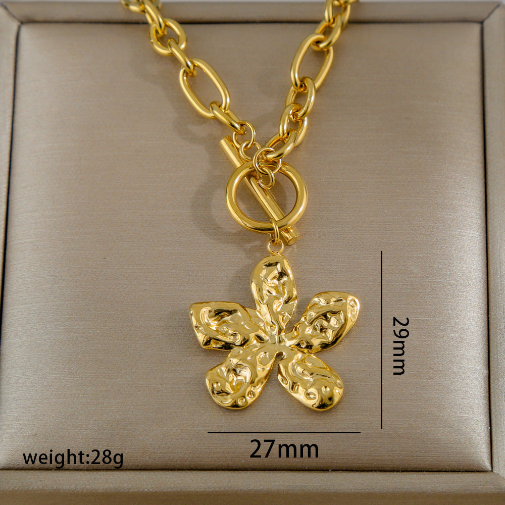 Collana con Pendente a Cuore Irregolare Geometrico in Acciaio Inox Placcato Oro 18K da Donna
