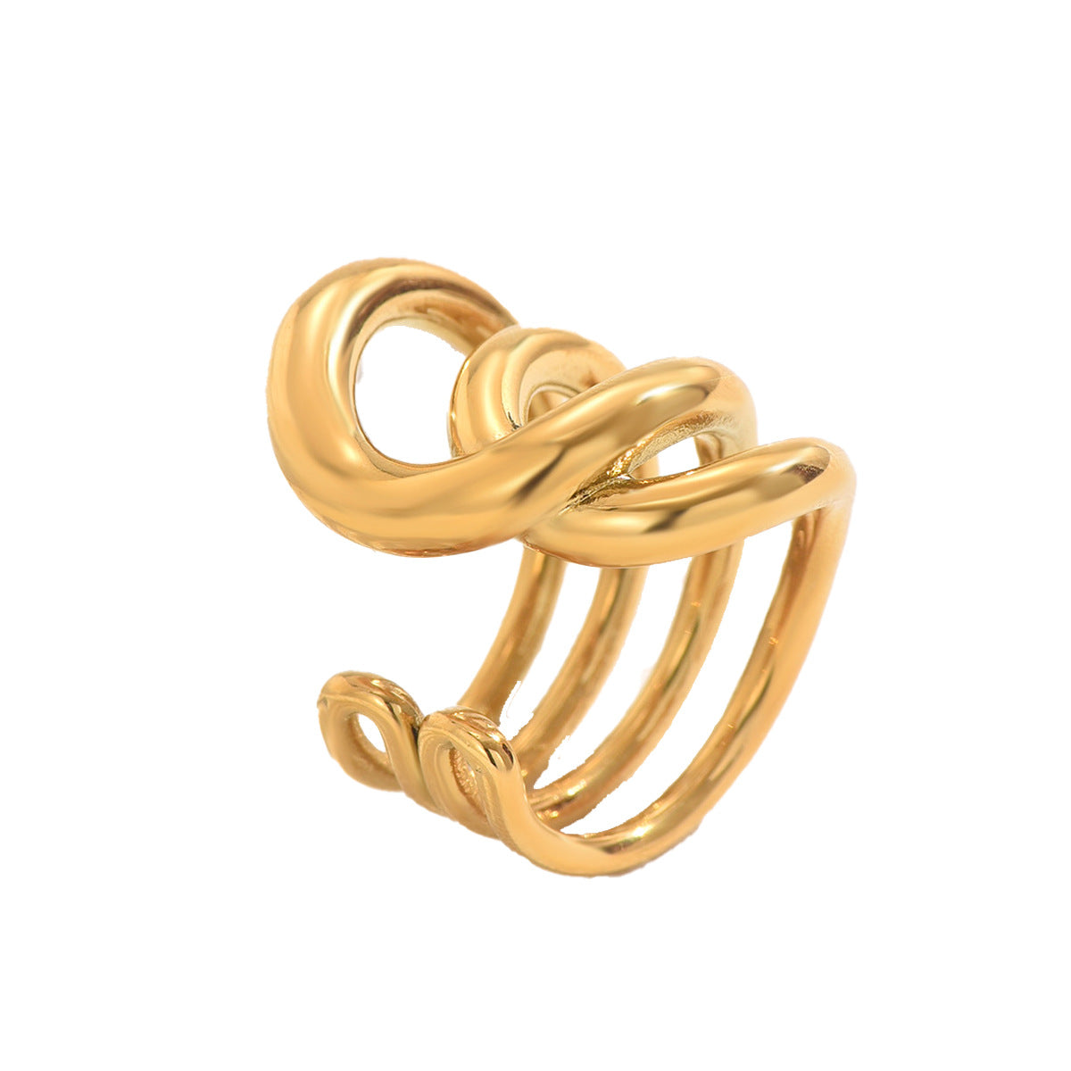 Minimalist Geometric Lightweight Luxury Adjustable Ring for Women with Copper Base and Plated Finish Multi-Layer Wrapped Band