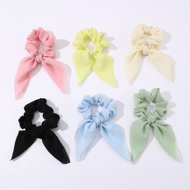 Set di sei elastici per capelli da bambina in stile principessa, con fiocco in tessuto e nastri, in morbido misto cotone