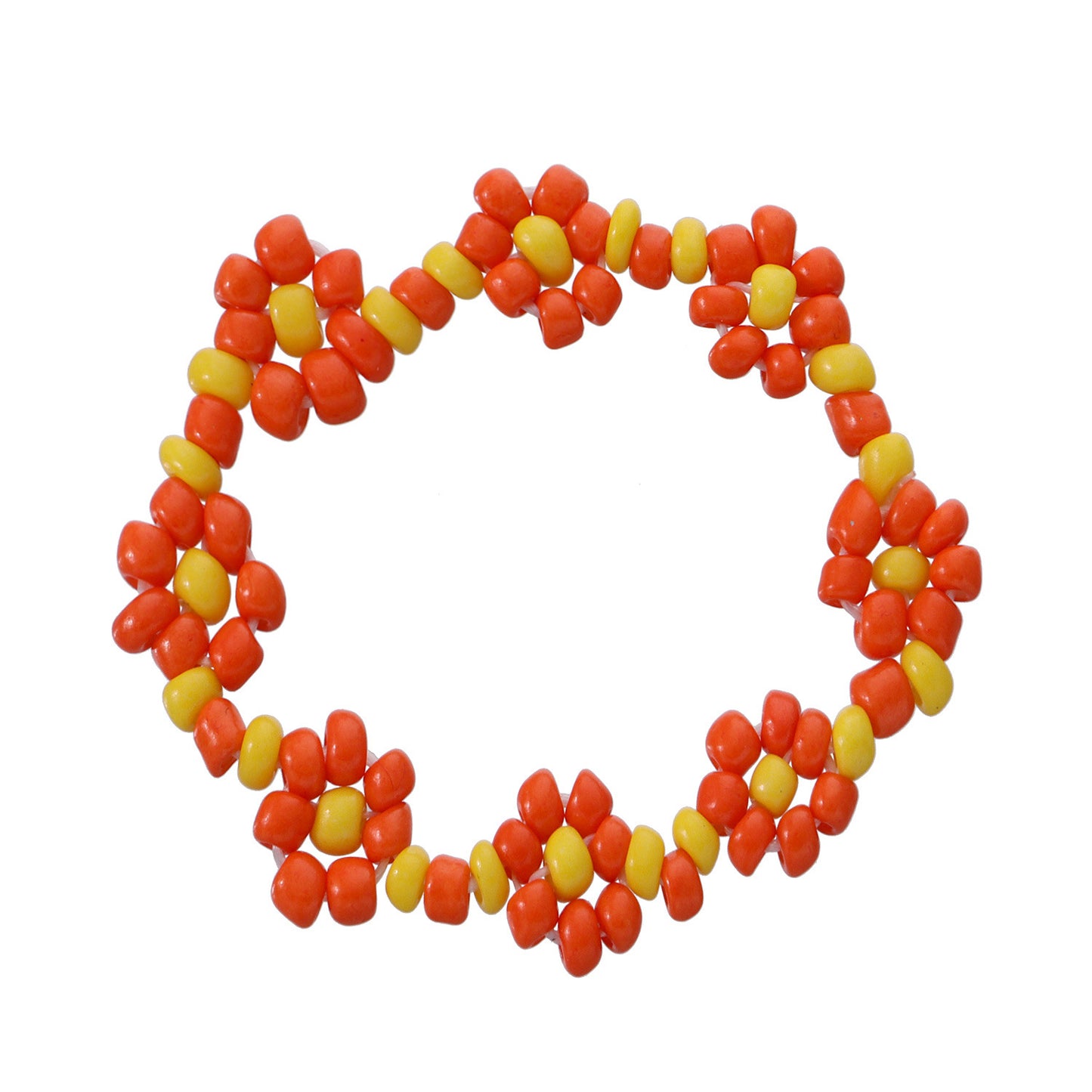 Floral Pattern Elastic Braided Beaded Bracelet for Women with Miyu Beads