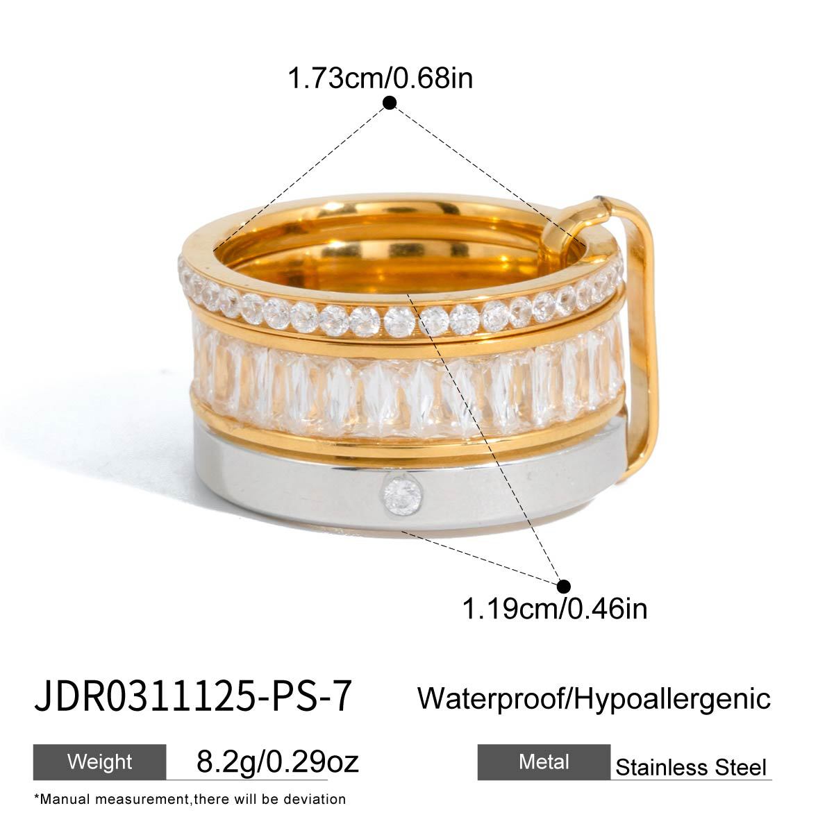 Minimalist Geometric Round Stainless Steel PVD Plated Multi-Band Stackable Ring for Women