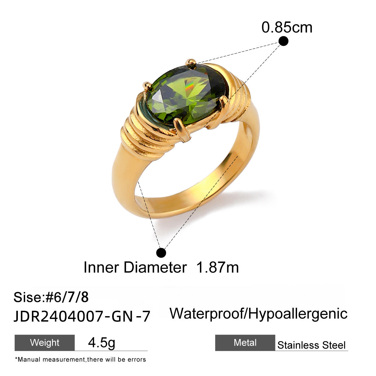 Geometric Heart Plated Stainless Steel Ring for Women