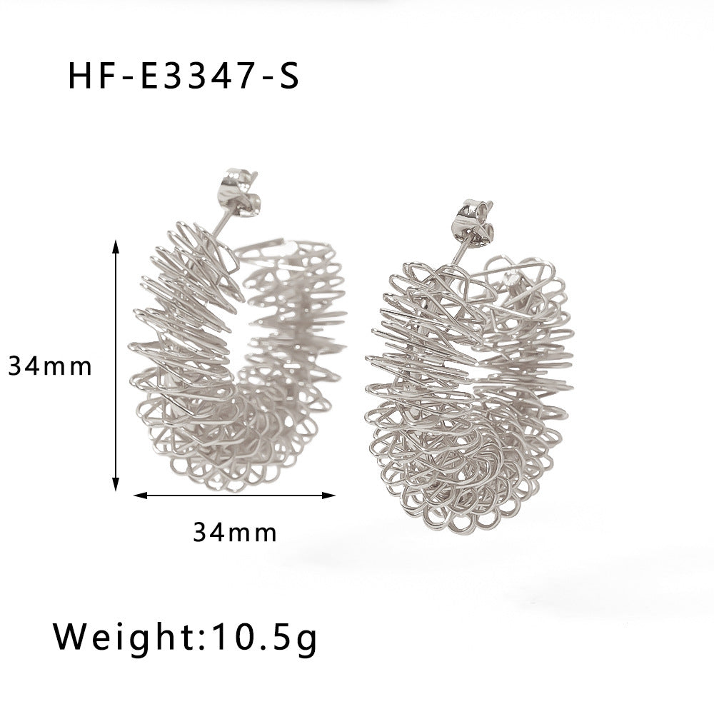 Orecchini da donna in acciaio inossidabile irregolari geometrici placcati oro 18K con design a intaglio