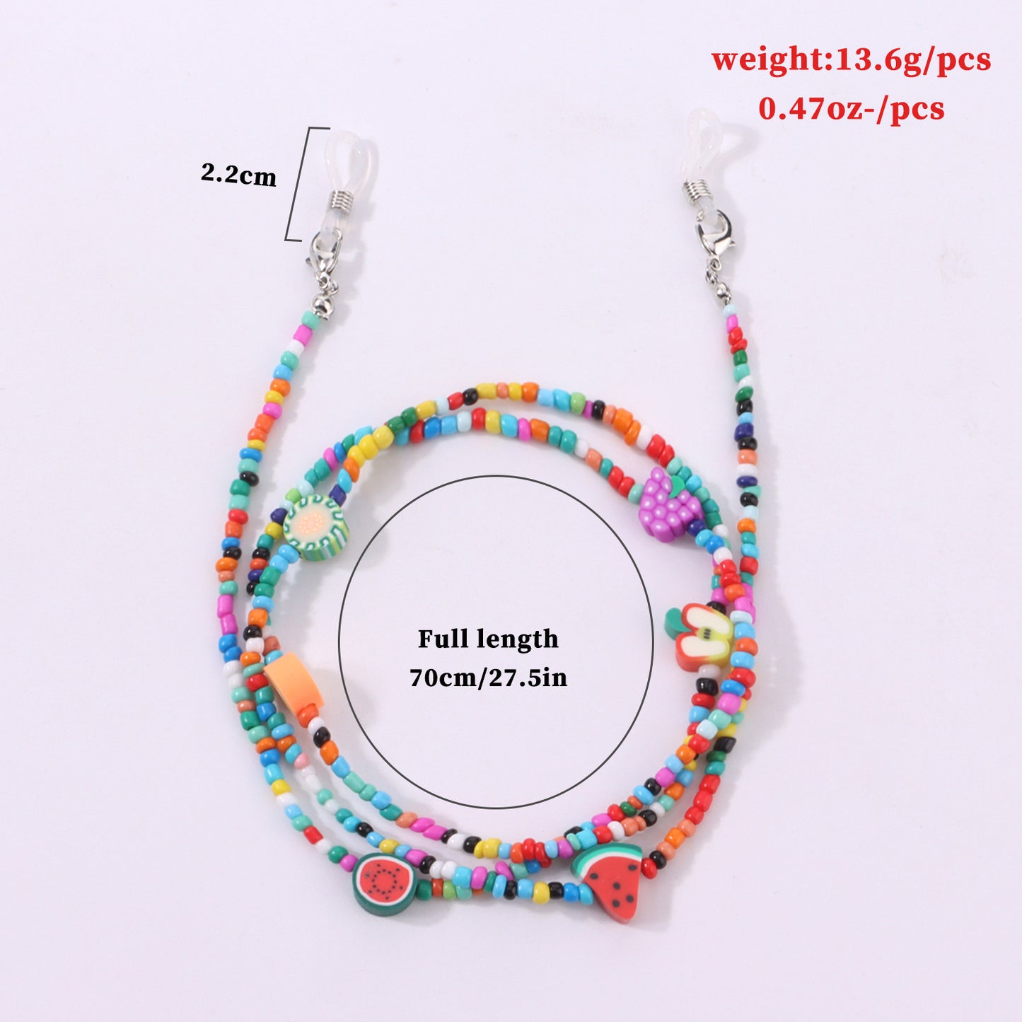 Punk Fruit Apple Glass Beads Eyewear Chain for Women