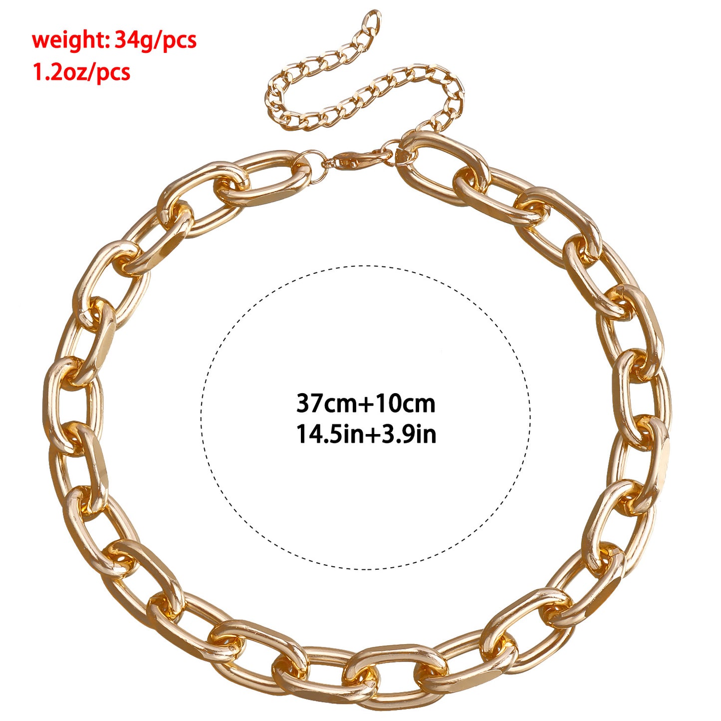 Minimalist Retro Geometric Pendant Necklace for Women with Electroplated Metal Thick Chain and Tassel Detail