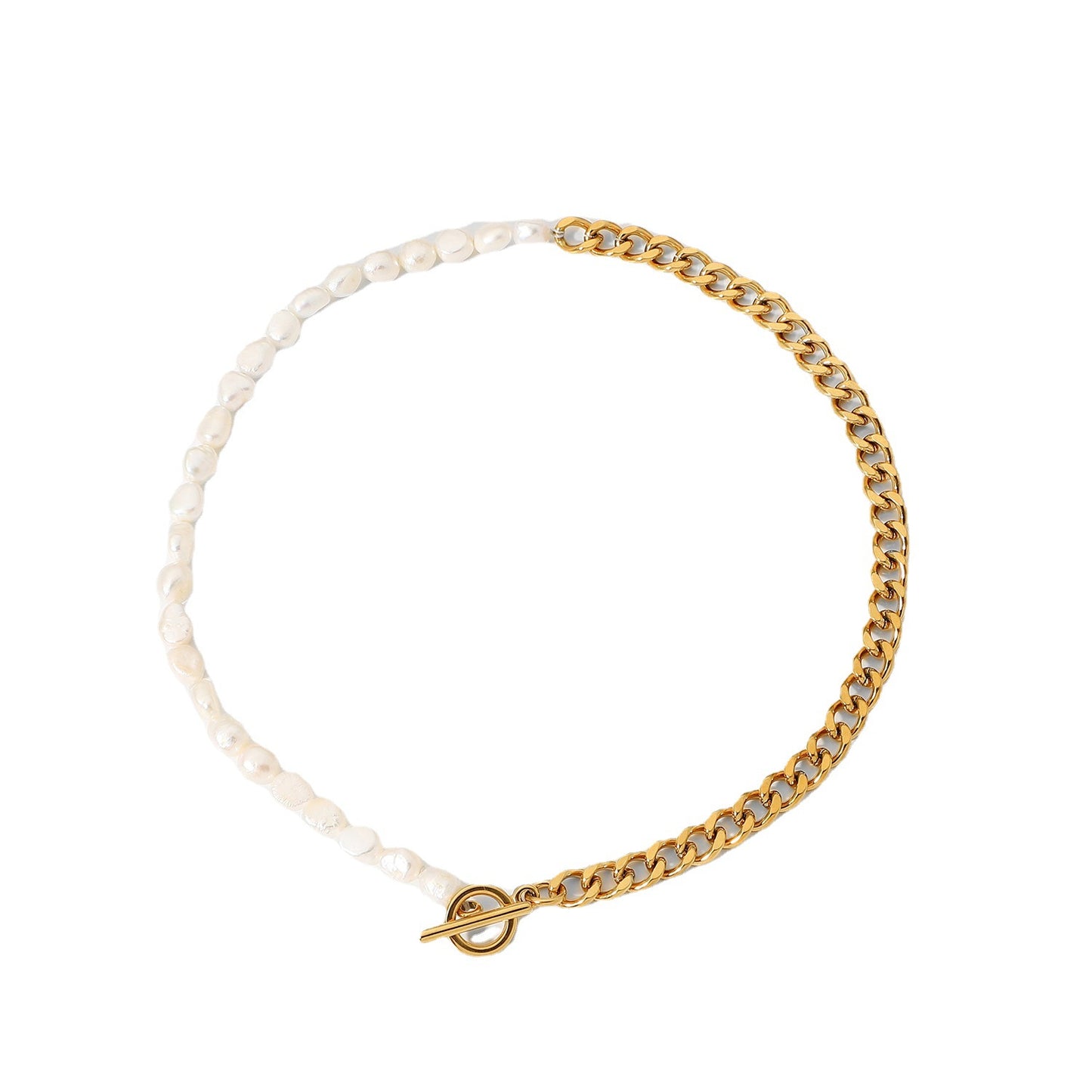 Collar colgante redondo geométrico para mujer con cadena cubana de acero inoxidable y colgante de acero de titanio, acabado galvanizado