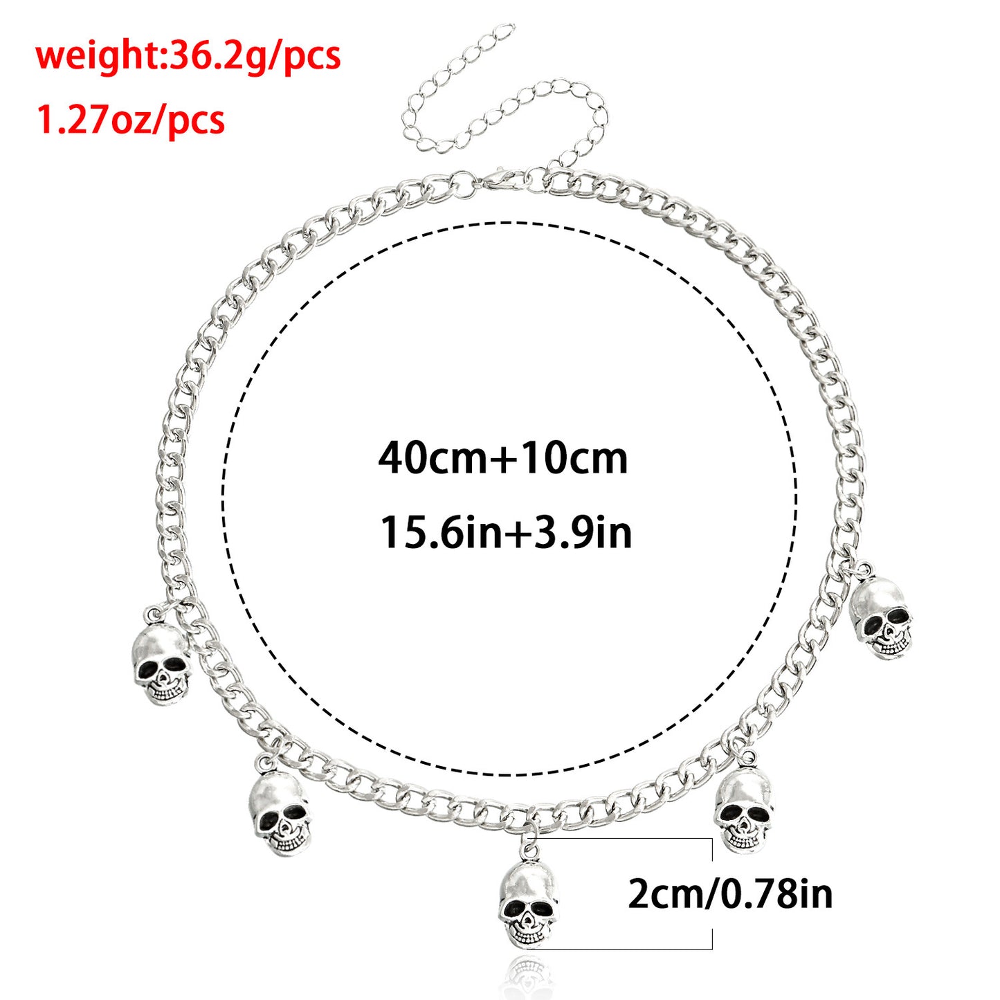 Punk Style Skull Pendant Necklace for Women with Geometric Shape Alloy Construction and Plated Finish Locket Chain