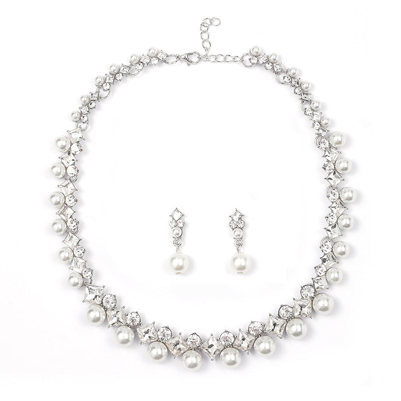 Minimalist Bubble Pattern Plated Alloy Necklace Set for Women with Matching Earrings Adjustable Clavicle Chain