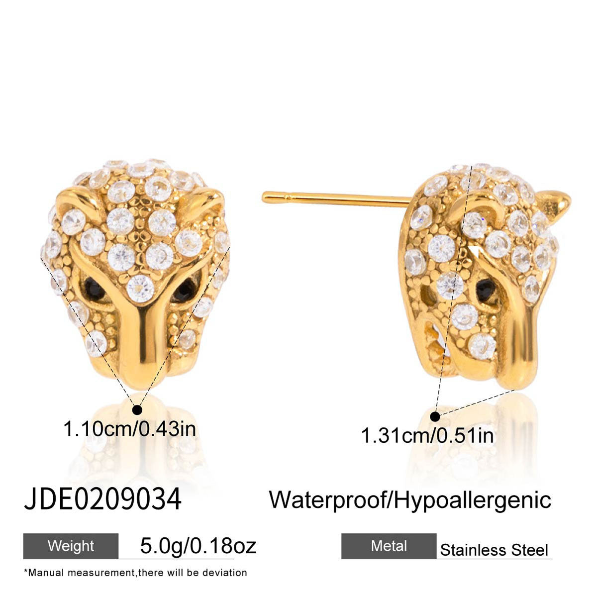 Pendientes de clip de acero inoxidable geométricos con pedrería para mujer, joyería de moda de lujo galvanizada