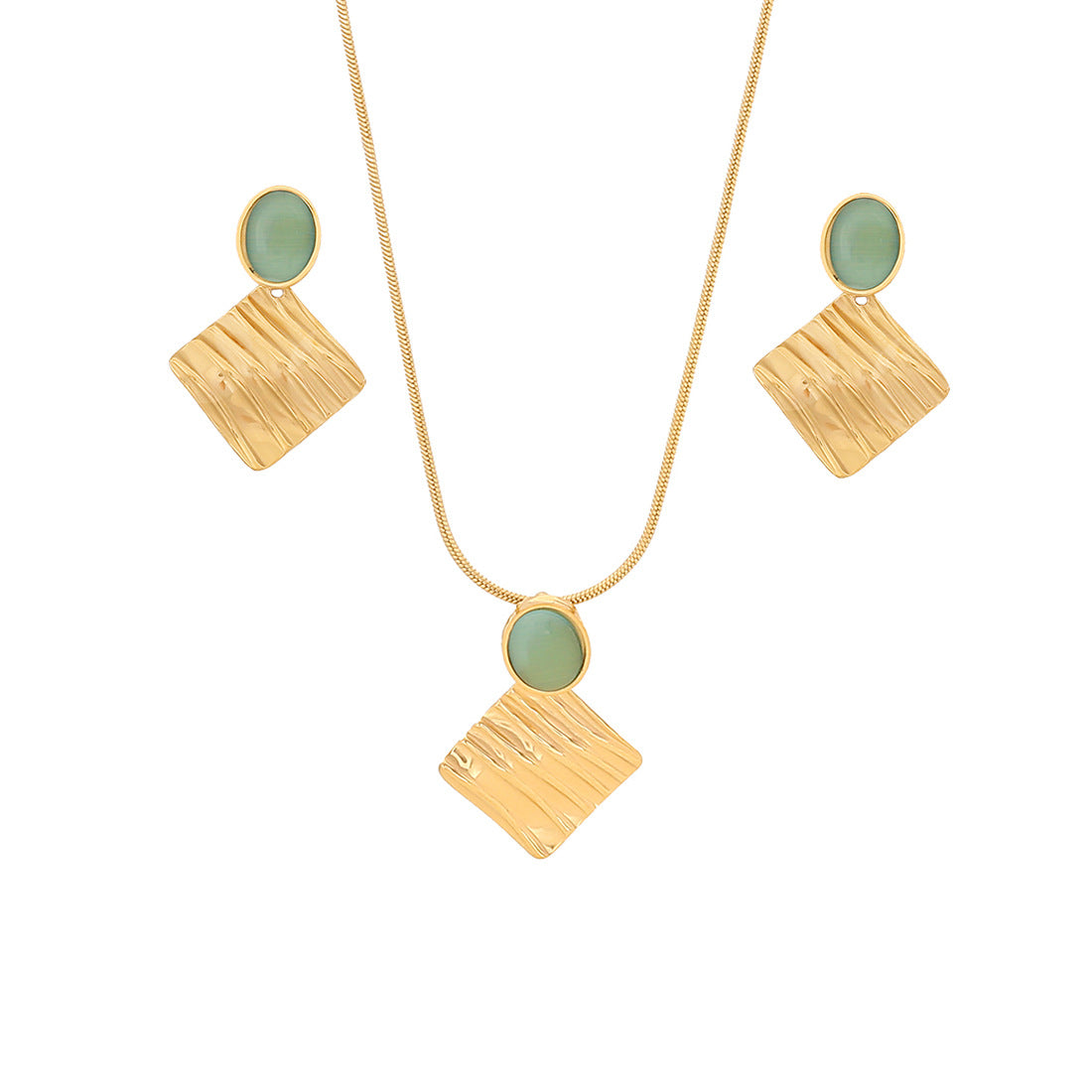 Set collana con ciondolo irregolare geometrico da donna in acciaio inossidabile con finitura galvanica e catena Snake